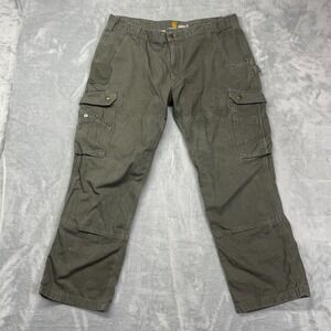 Carhartt Carpenter Pants Mens 40x30 Green Relaxed Fit Cargo Pocket Straight Leg